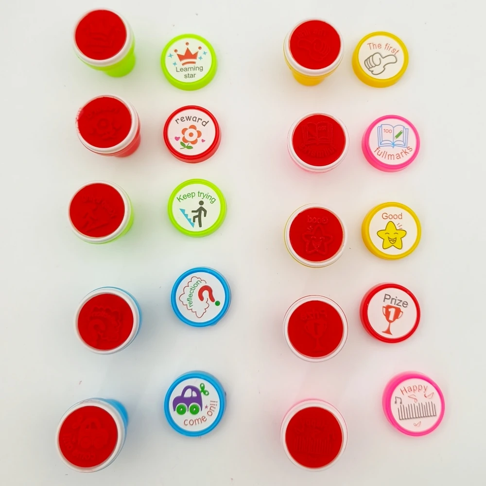 Papeleria Stamp Toys 10pcs/Set Diy Sellos Para Profesores Carimbo Stempel Timbres Teacher Appraise Stamps for Kids self ink stamps