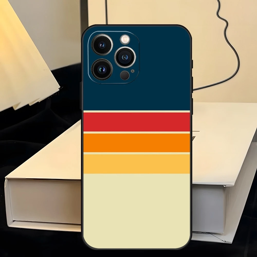 Retro Stripes Pattern Shockproof Silicone Phone Case Cover