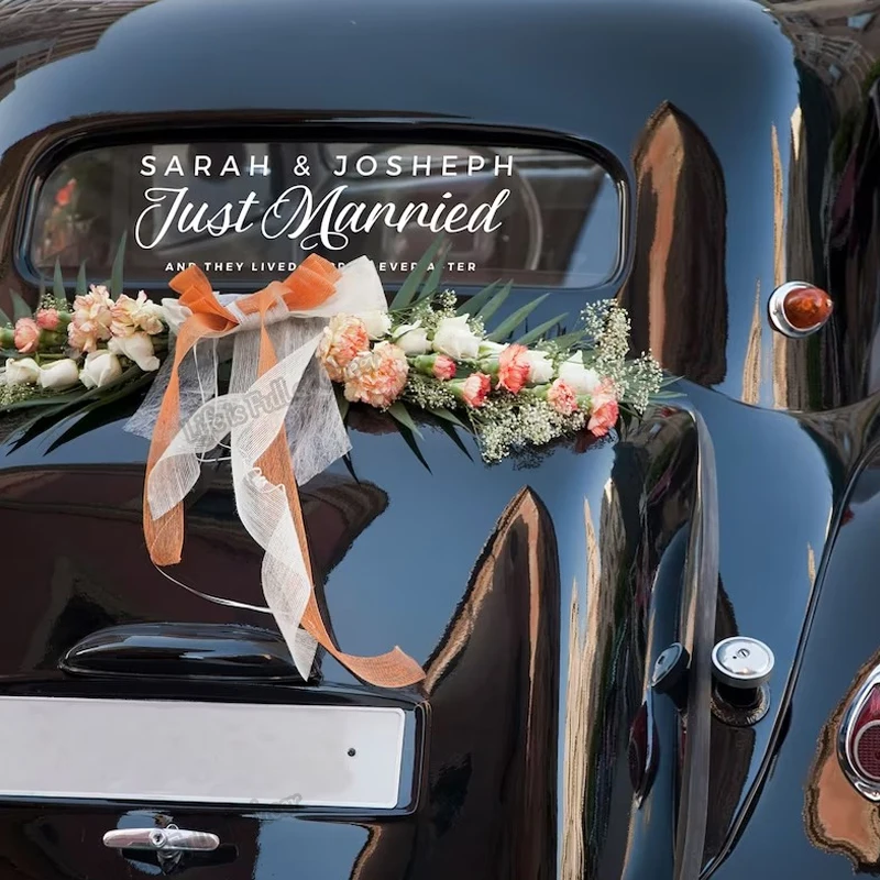 Adesivo in vinile per matrimonio appena nuziale decorazioni per auto per  matrimoni nome personalizzato murale per matrimoni sempre dopo - AliExpress