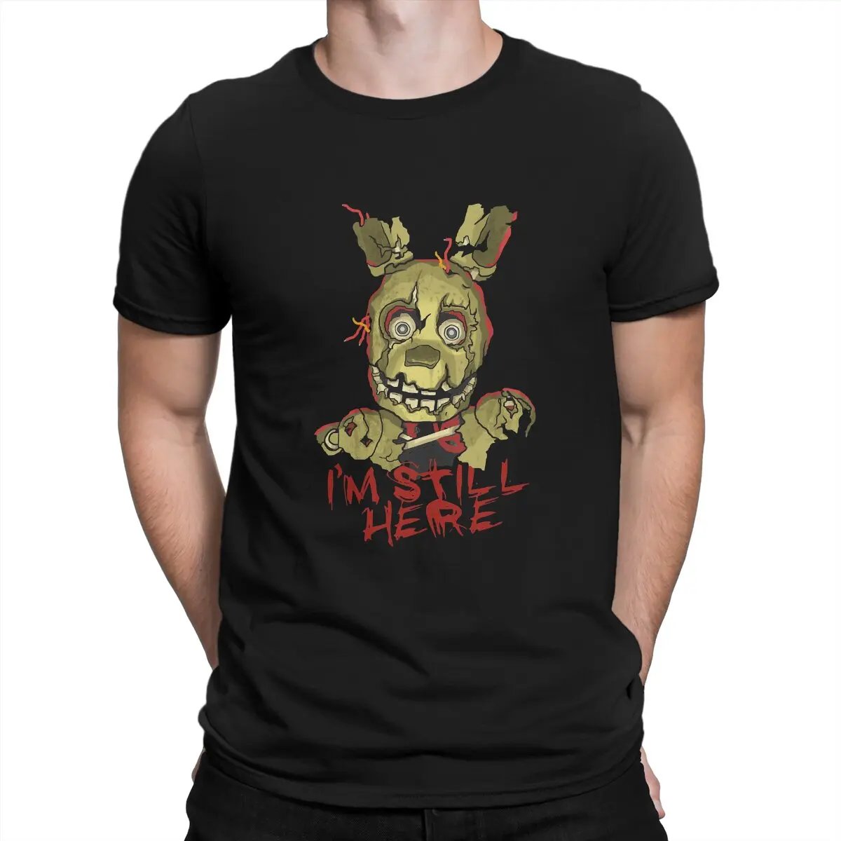 Springtrap Sono Ancora Qui Maglietta Da Uomo Fnaf O Neck Top Maglietta In Tessuto Divertente Idea Regalo Di Alta Qualità