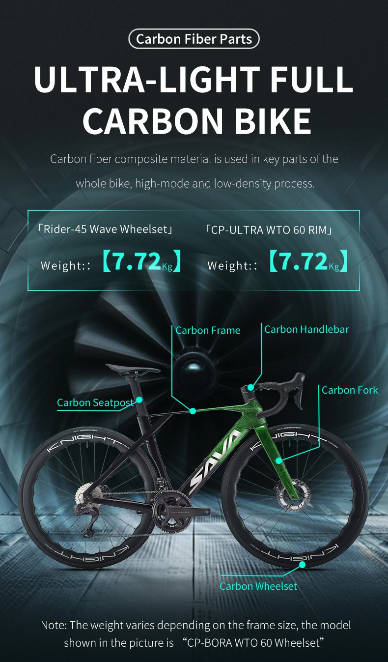 SAVA nueva hoja SLR8 C60 bicicleta de carretera de fibra de carbono, bicicleta DI2 para adultos 700C con componentes SHIMANO ULTEGRA Di2 R8170 bicicleta de carreras de alta gama