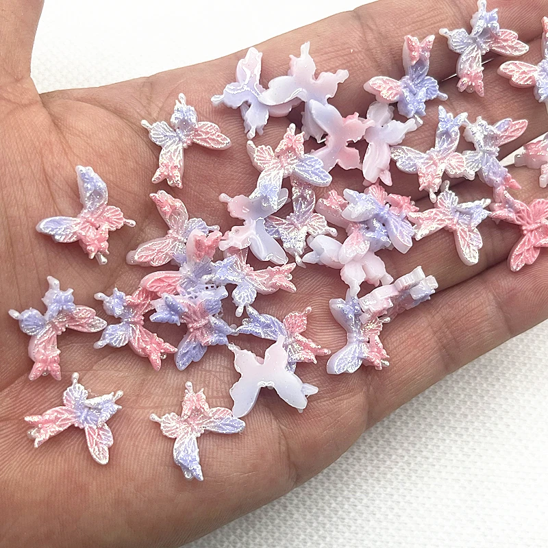 Set of 30 Glitter Resin Butterflies for Jewelry and Nail Art Crafts