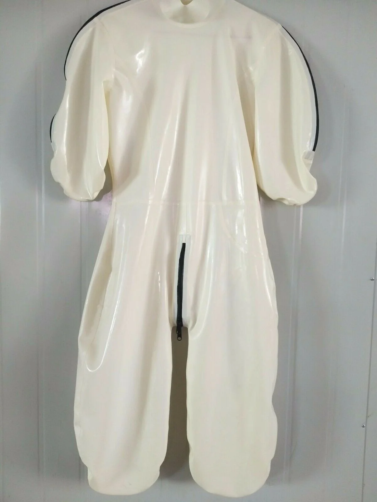 

Latex Gummi Latexanzug Zentai Kostüm Rubber Cosplay Weiß Bodysuit 0.4mm Halloween S-XXL