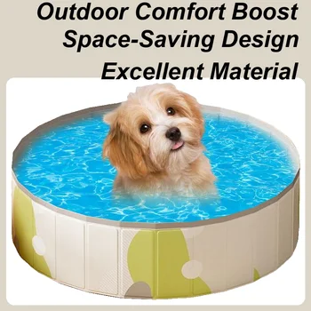 Foldable Kiddie Pool Cat Swimming Pool PVC Anti-Slip Foldable Portable Yard Bathing Tub For Dogs Cats Puppy Animals Children 1