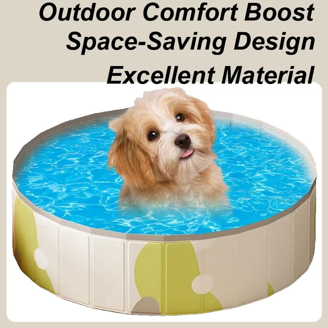 Foldable Kiddie Pool Cat Swimming Pool PVC Anti-Slip Foldable Portable Yard Bathing Tub For Dogs Cats Puppy Animals Children 1