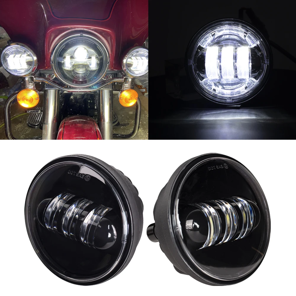 

4 1/2" Halo Led 4.5 inch Fog Lamp Motorcycle Passing Light For Road King Electra Glide Ultra Classic