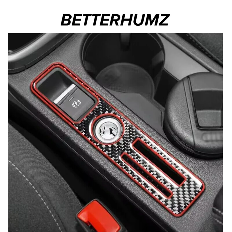 Red Carbon Fiber Handbrake Panel Cover Trim For Ford F-150 Raptor 2015-2020 – Gloss Finish, Self-Adhesive