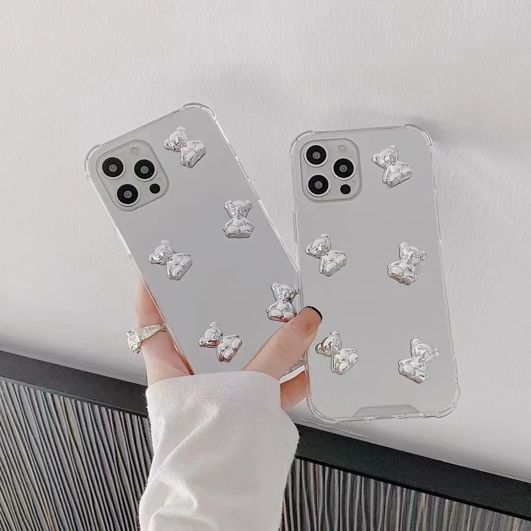 いのしらミラー（シルバー）ルージュ（レッド）iPhone14 Amazon.co.jp: 3D カーリーウェーブ シルバー ミラー ケース