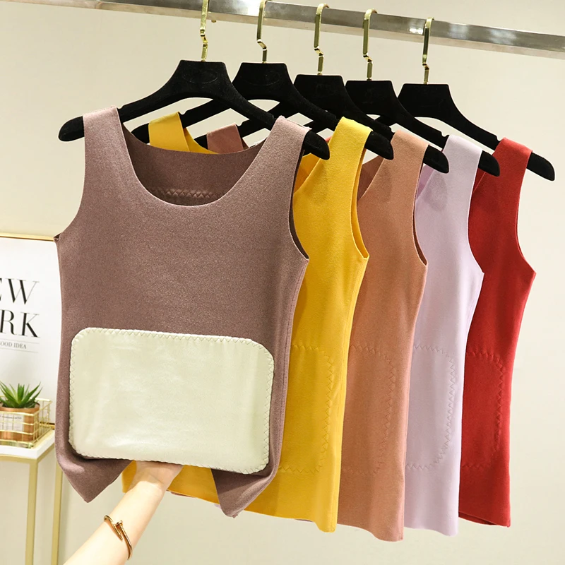 Women Winter Thermal Underwear Tops Warm Body Vest Invisible Thermo Sleeveless Clothes