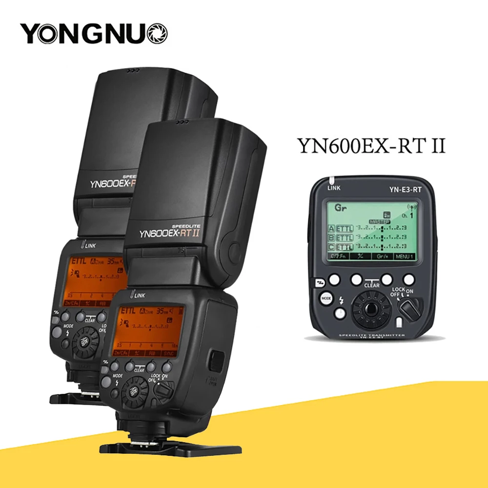 Yongnuo 2 Pz Yn-600Ex-Rt Ii 2.4G Wireless Hss 1/8000S Master Ttl Flash Speedlite Con Yn-E3-Rt Ii Flash Trigger Per Fotocamera Canon