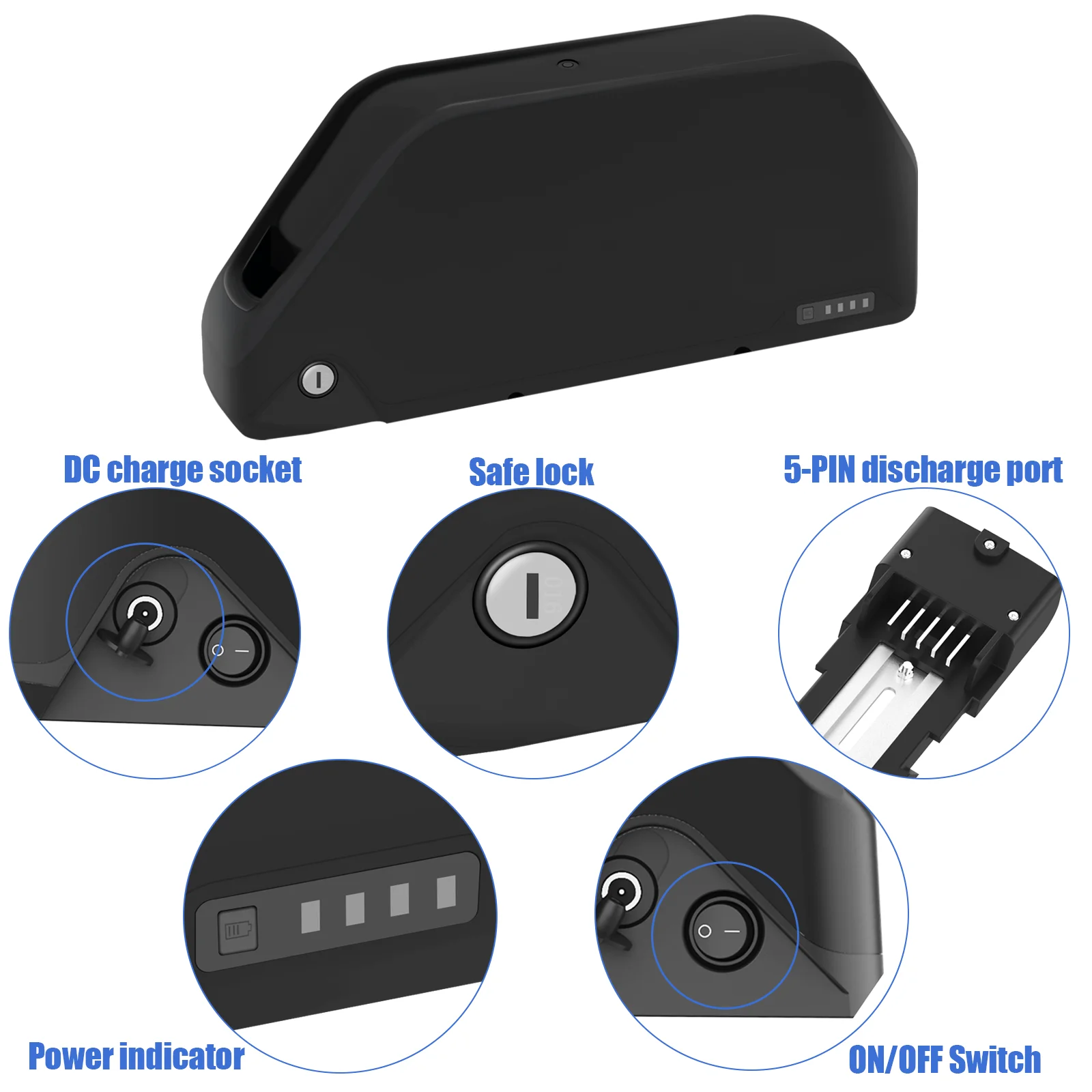 High-Capacity Battery Storage Case for E-Bikes - Downtube Mount with Built-in Holder
