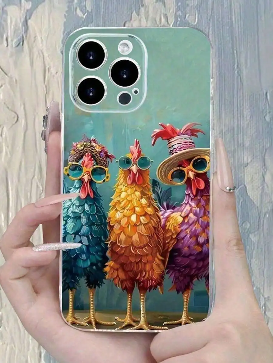 Cartoon Chicken Print Ditsy Floral Painted iPhone/ Galaxy/, Series Waterproof Anti-Fall Scratch