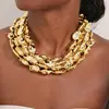 Collier multi-rangs texturé effet lave avec perles pour femme et fille, idéal pour mariage et soirée