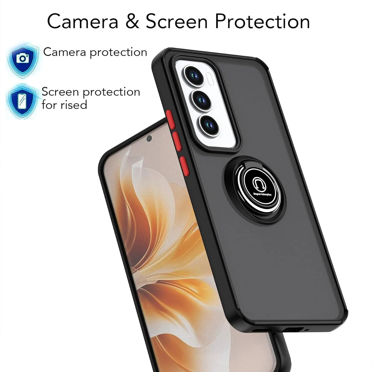 Durable Armor Matte Case with Magnetic Ring Stand Holder