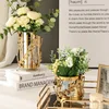 Luxury Metal Flower Vase, European Style, Glass Plant Pot, Wedding, Christmas, Living Room Dining Table Home Decoration Artwork 1
