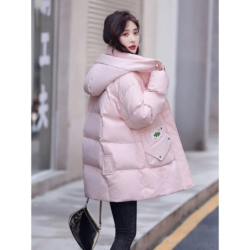 2023 New Women Down Jacket Winter Coat Female Keep Warm Thick Parkas Fashion Age Reduction Hooded Outwear Short Loose Overcoat