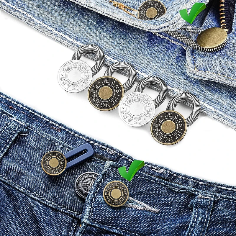 New 10/5/1PC Metal Button Extender For Pants Jeans Free Sewing Adjustable Retractable Waist Extenders Button Waistband Expander 2