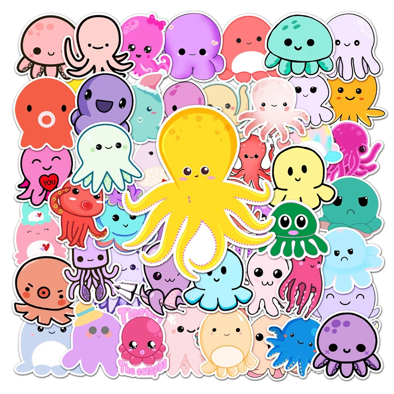 

50pcs Cartoon octopus Stickers decal scrapbooking diy home decoration phone laptop waterproof cartoon accessories