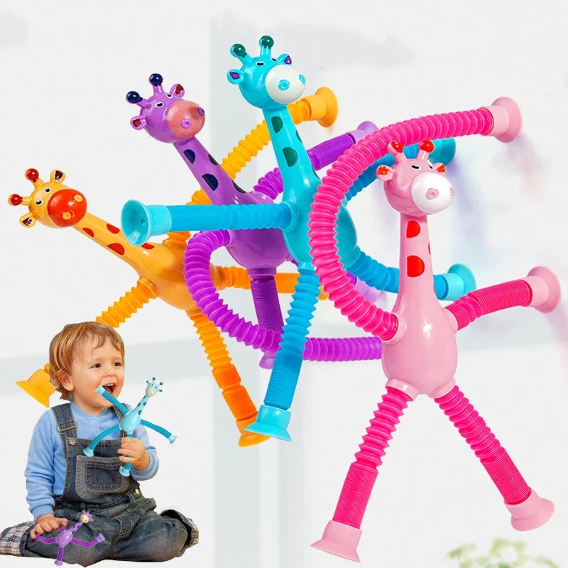 

Children Suction Cup Toys Telescopic Giraffe Fidget Toy Stress Relief Stretchy Tubes Anti-stress Squeeze Sensory Toys Kids Gift