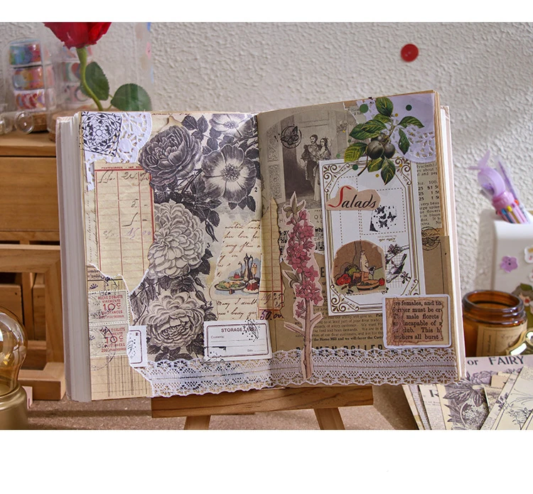 30 Stück/Packung Vintage großes Material Papier dekorative Scrapbooking Tagebuch Album Hintergrundpapier Diy Junk Journal Supplies – Detail 6