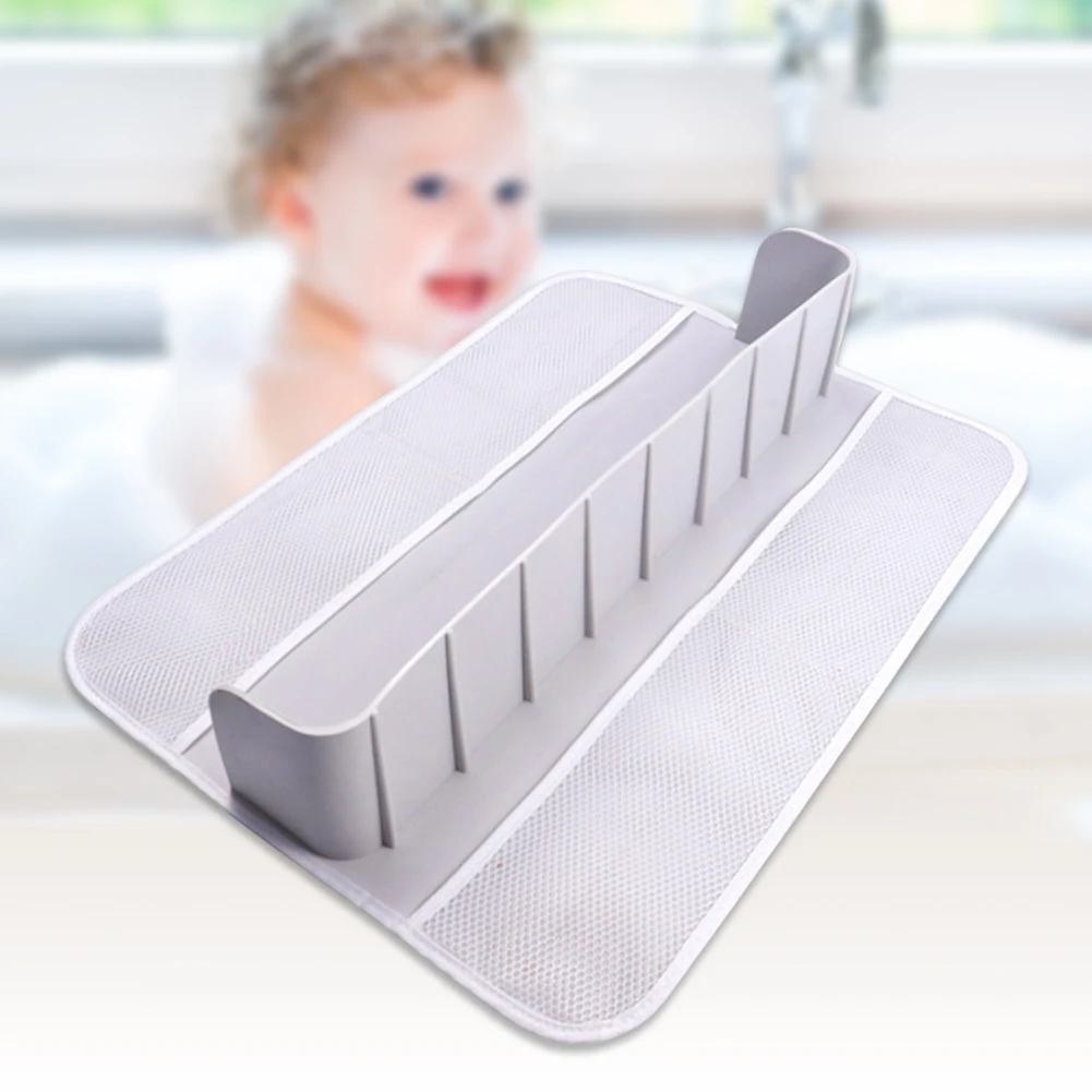 Bathtub Splash Guard 8 Suction Cups Baby Bath Toy Storage Rack 4 Mesh Pockets Tub Shelf Bathtub Storage Rack for Bathroom