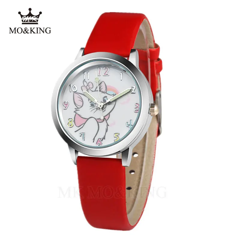 Cute Cat Cartoon Quartz Watch Child Leather Watches Cat Pattern Watch Women Wristwatches Clock Relogio Feminino Girl Watches 5
