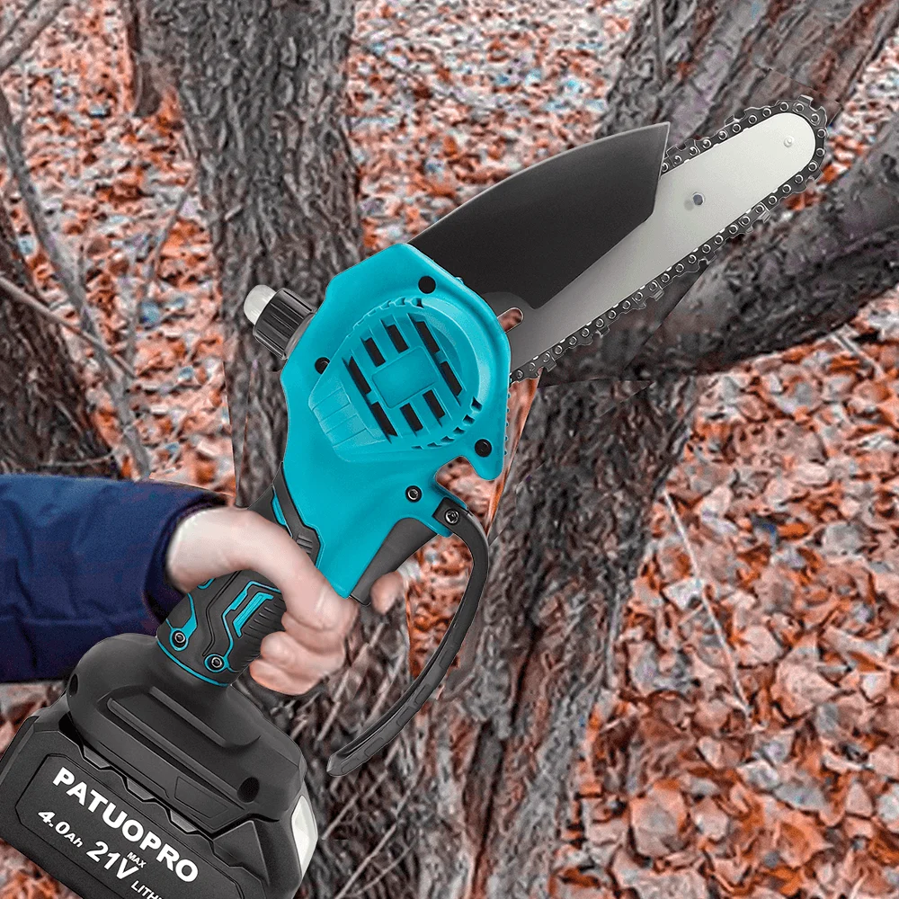 PATUOPRO Portable Mini 6 Inch Electric Chain Saw Handheld Woodworking Tool For Orchard Branch Cutter For Makita 18V Battery 5