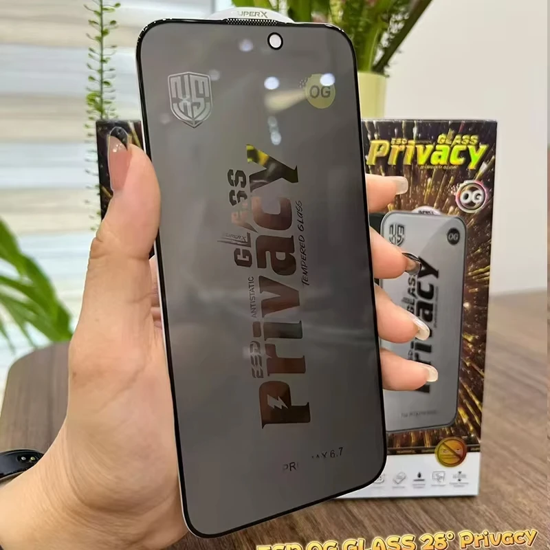 3 Stück OG ESD 28 ° Privatsphäre gehärtetes Glas Displayschutzfolie für iPhone 16 Pro Max 15 Plus 14 13 12 11 XS XR X 8 7 SE 2020