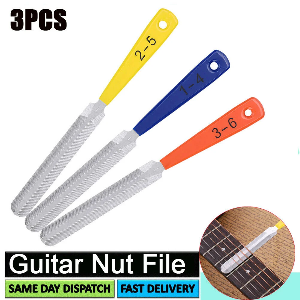 

3PCS Nut Saddle Luthier Tool Professional Plastic Handle Slot File Nut Filing Repair Tools for Guitar Bass