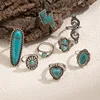 8Pcs set Vintage Bohemian Crystal Turquoise Stacking LOVE Rings Knuckle Rings Lightning Carved Rings Western Jewelry for Women 3