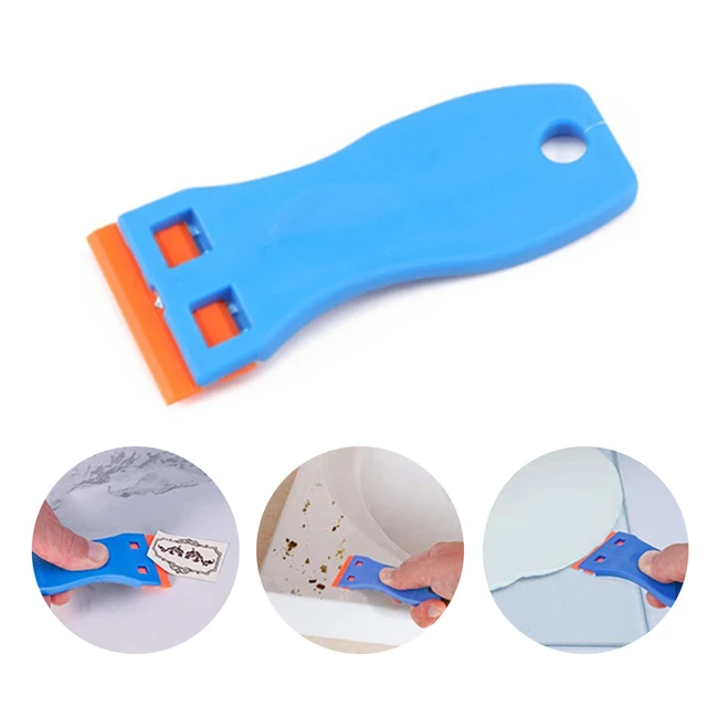 1.5 Plastic Razor Scraper With 10pcs Double Edged Plastic Blades For  Removing Car Labels Stickers Glue Decals On Glass Windows - AliExpress