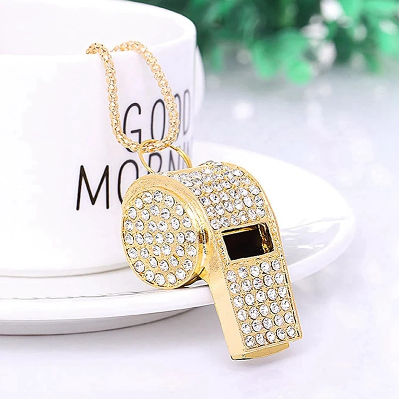 Whistle, Metal Crystal Rhinestone Whistle, Shining Whistle With Keychain For Referees, Coaches, Teachers 6