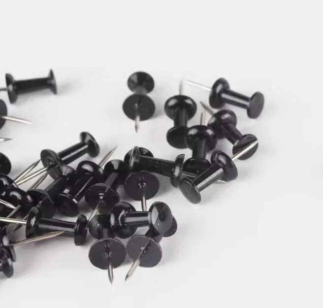 100pcs Plastic black push pins office binding Cork Board Safety Colored pin big head needle pins