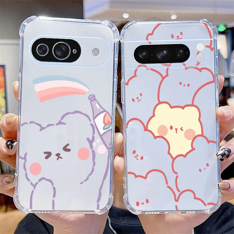 Pixel Series Happy Animal Transparent Phone Case Cover