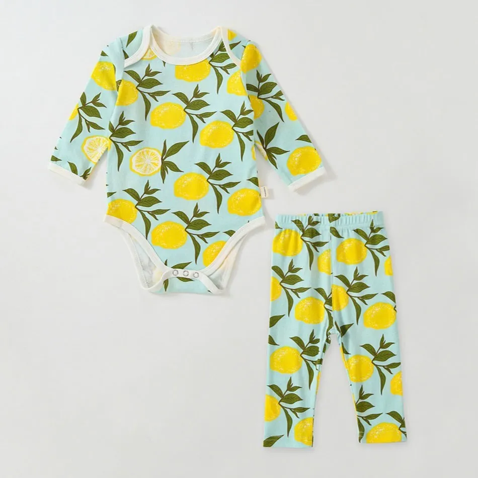Baby Wrap Clothes Ins Nordic new Romper Infant Boy Girl Cotton Printed Long-Sleeved Trousers Spring Autumn Two-Piece Set