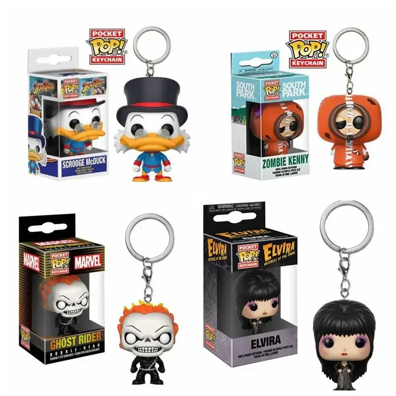 Funko Pop Portachiavi Scrooge Mcduck Zombie Emerson Tina Belcher Ash Sally Seduto Chost Rider Elvira Marvels Action Figure Model Toys
