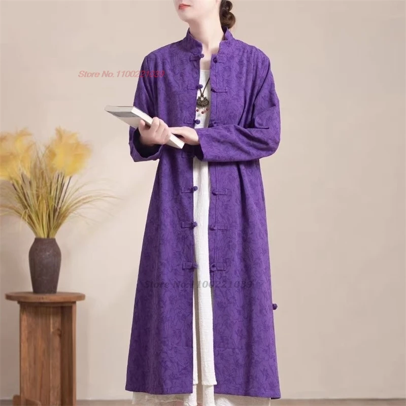 chinese vintage hanfu tops women national cotton linen jacquard jacket traditional feminino streetwear folk coat cardigan