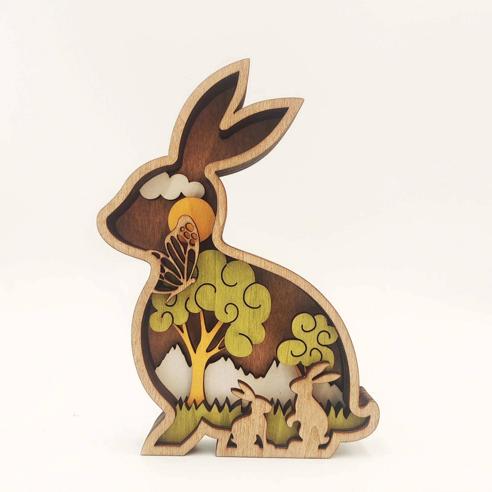 

2pcs New Easter Wooden Crafts Ornaments Creative Home Decoration Wood Spring Butterfly Rabbit Chicken Bird Ornaments