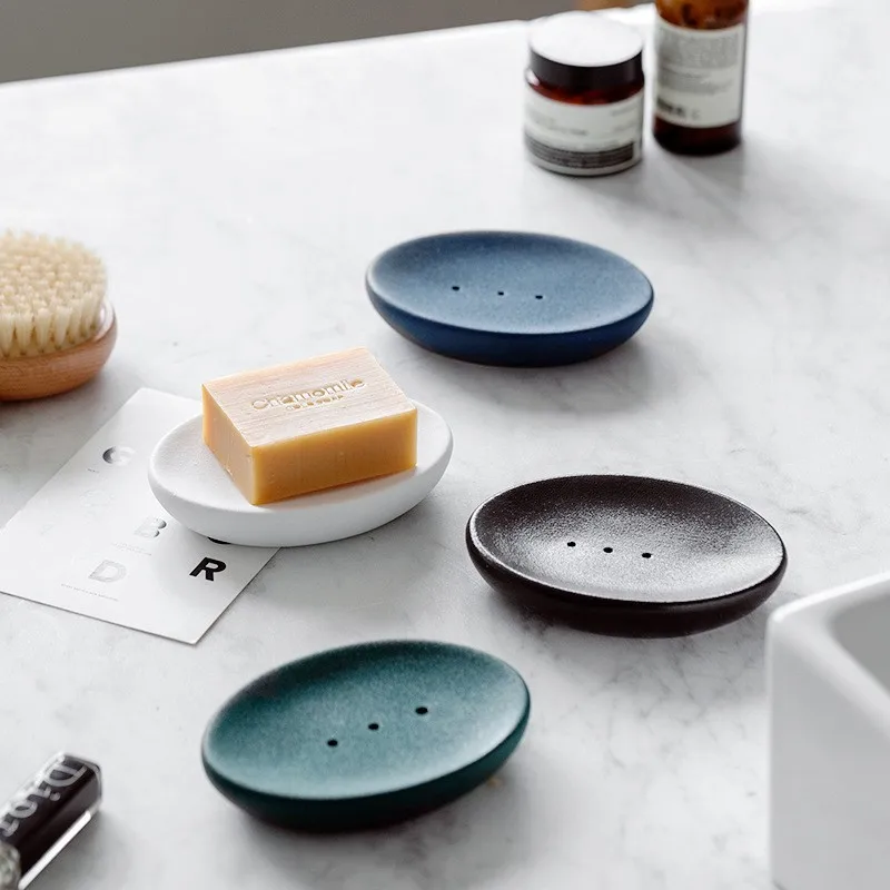 

Light Luxury Ceramics Soap Dish Bathroom Draining Soap Holder Storage Supplies Restroom Soap Shelves Household Accessories