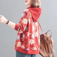 2024 Autumn And Winter New Loose Plus Size Print Hoodie Women's Casual Sweatshirt Fashion Street Women's Pullover Top Clothing