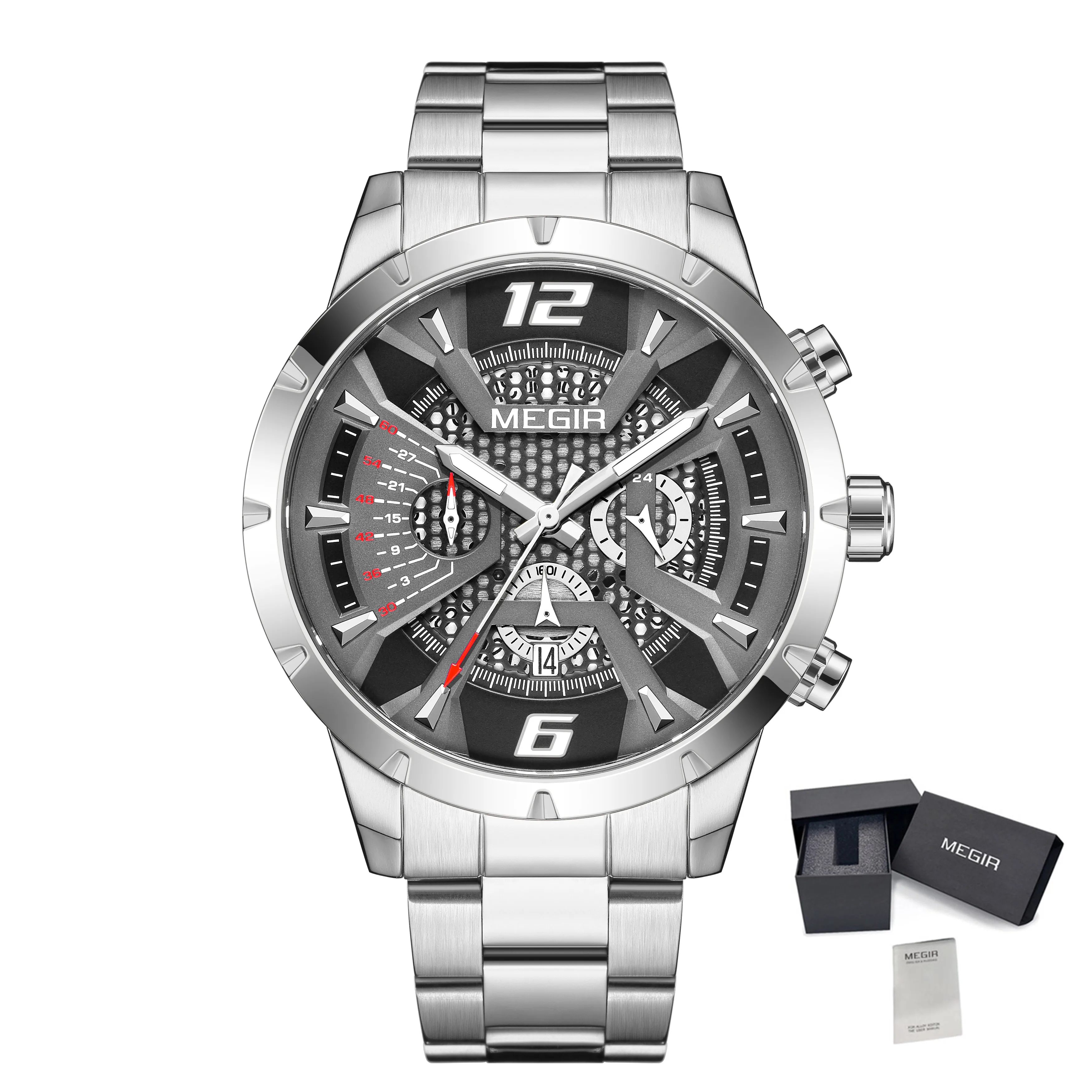 Stainless Steel for Men Luxury Business Casual Quartz Date Clock Chronograph Big Dial Wrist_voghion.com