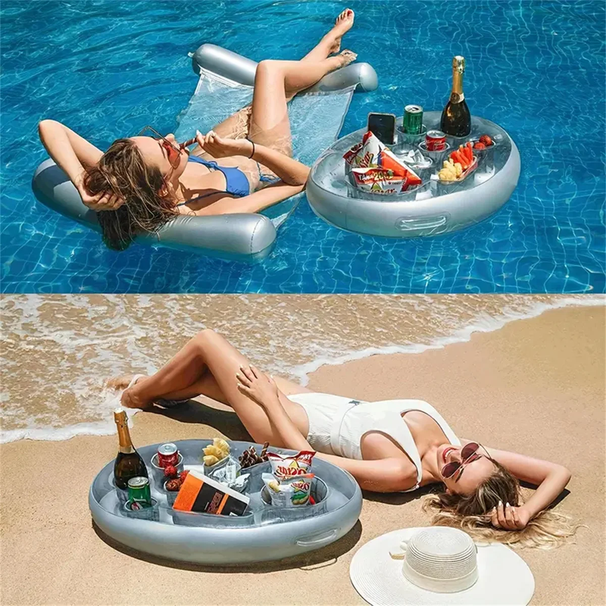 Inflatable Drink Holder Eight Hole Floating Tray For Pool Party