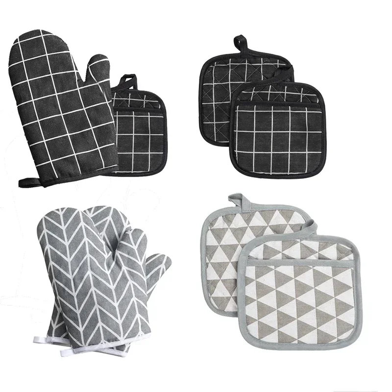 Kitchen Potholders Pad Stove Oven Gloves Set Mitts Heat Resistant Thermal Anti-heat Take Hot Pot Cooking Baking 2pcs silicone oven mitts,kitchen gloves,silicone oven gloves,cotton pot holders