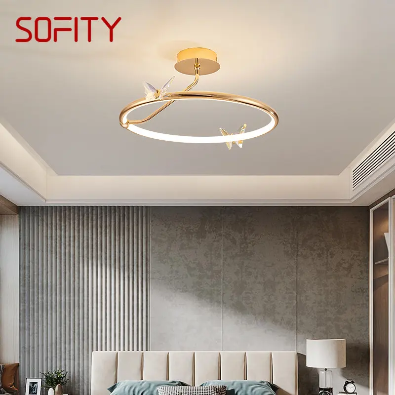 

SOFITY Nordic Ceiling Lamp Modern Butterfly Decor Light Luxury LED 3 Colors Creative Fixtures For Home Bedroom Study
