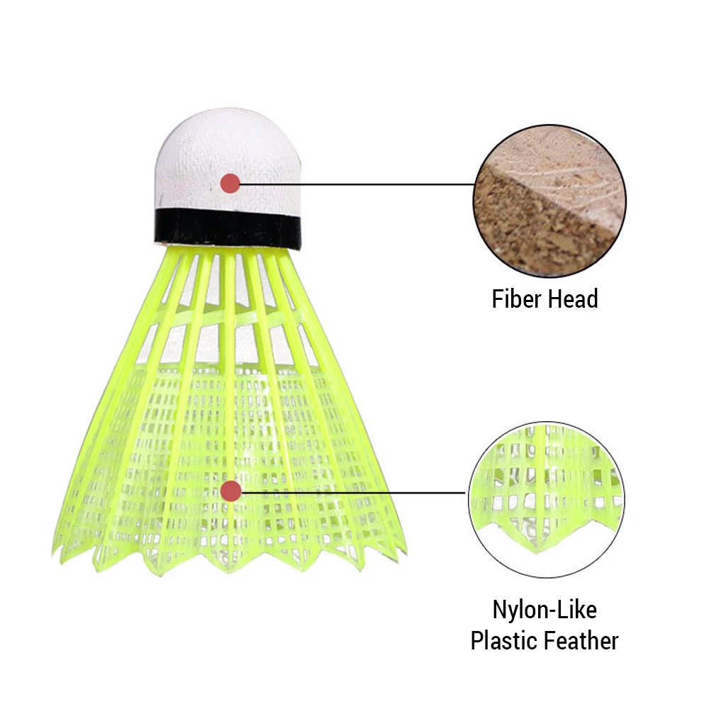 Imitation Nylon Feather Badminton Plastic Birdies Ball Set 12Pcs Shuttlecock for Indoors Outdoors Sports Activities/Training