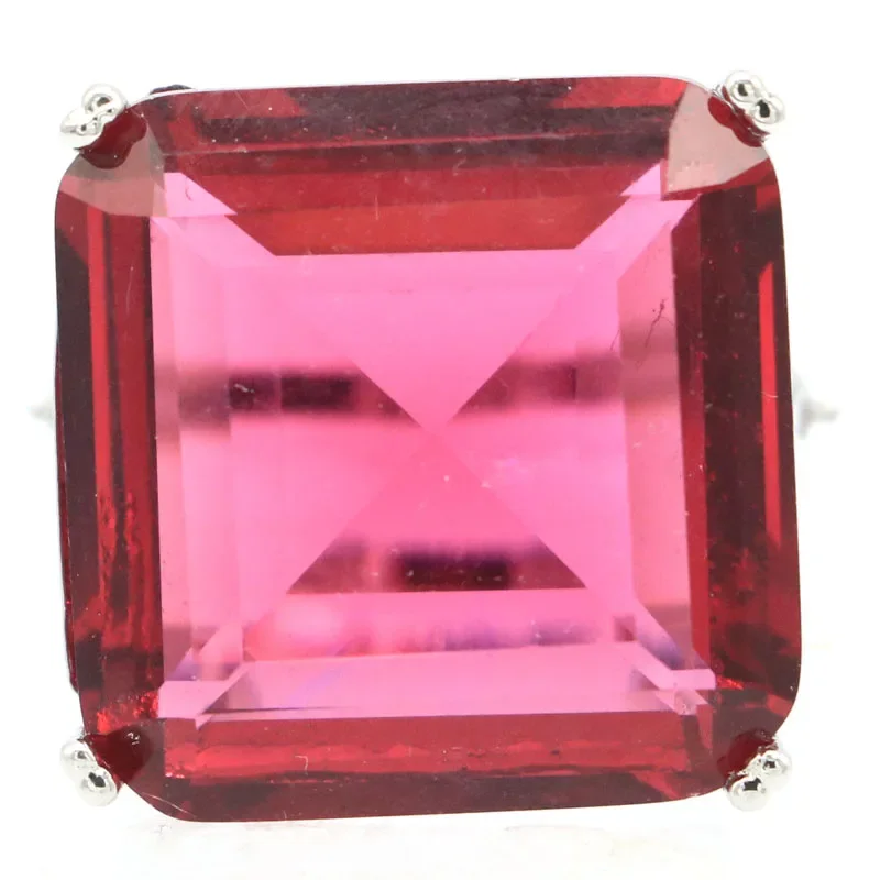 13g Big Heavy Customized 925 SOLID STERLING SILVER  Rings Pink Tourmaline Kunzite Blue Aquamarine Blood Ruby CZ Woman's Gift SZ