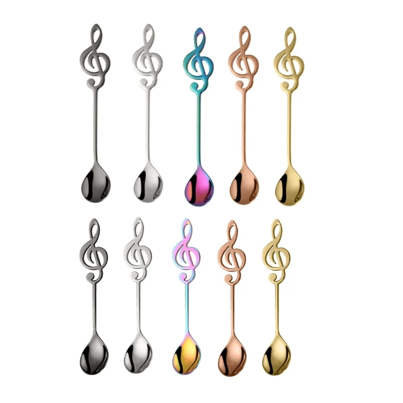 

Dessert Spoon Dinnerware Coffee Stirring Musical Notes Spoon Tableware Teaspoons 270F