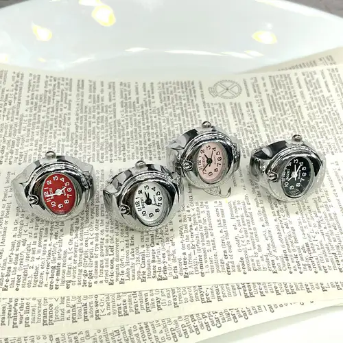 Kiss Jewelry Simple Silver Color Creative Quartz Watch Dial Finger Rings Couple Women Men Elastic Strap Metal Clock Ring Jewelry - Image 3