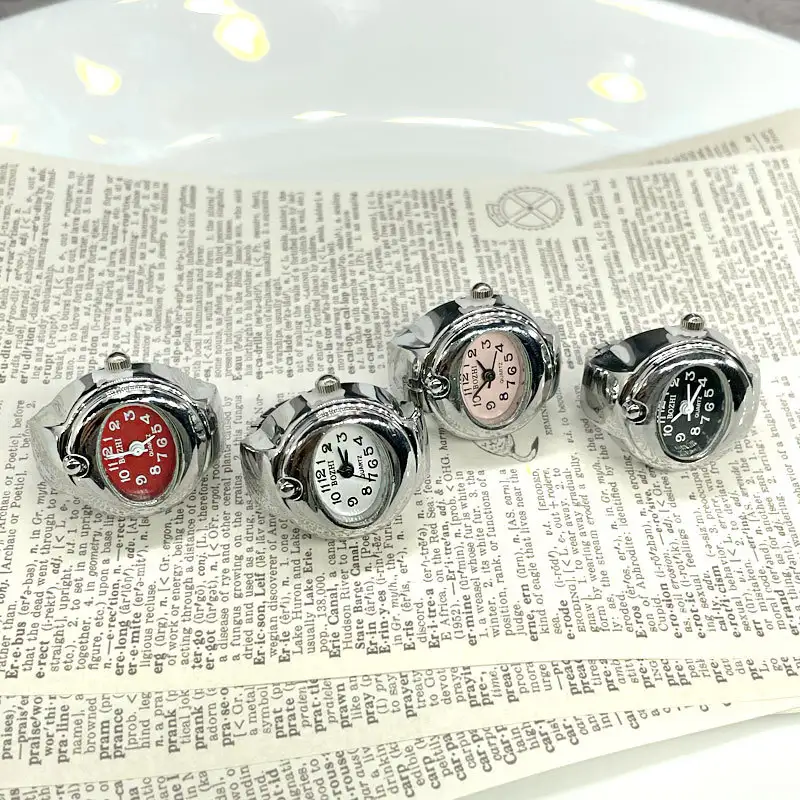 Kiss Jewelry Simple Silver Color Creative Quartz Watch Dial Finger Rings Couple Women Men Elastic Strap Metal Clock Ring Jewelry - Image 3