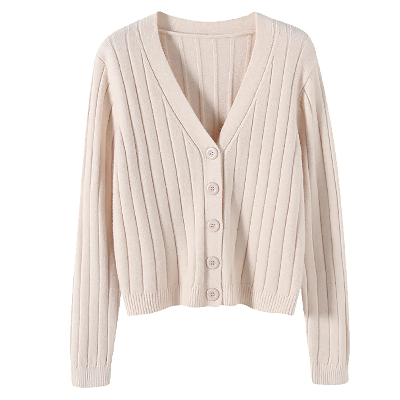 

Женский трикотажный свитер с V-образным вырезом и длинными рукавами